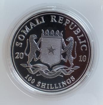 Preview: Somalia Elefant 1 Unze Silber 2010 Motiv von 2009 stgl